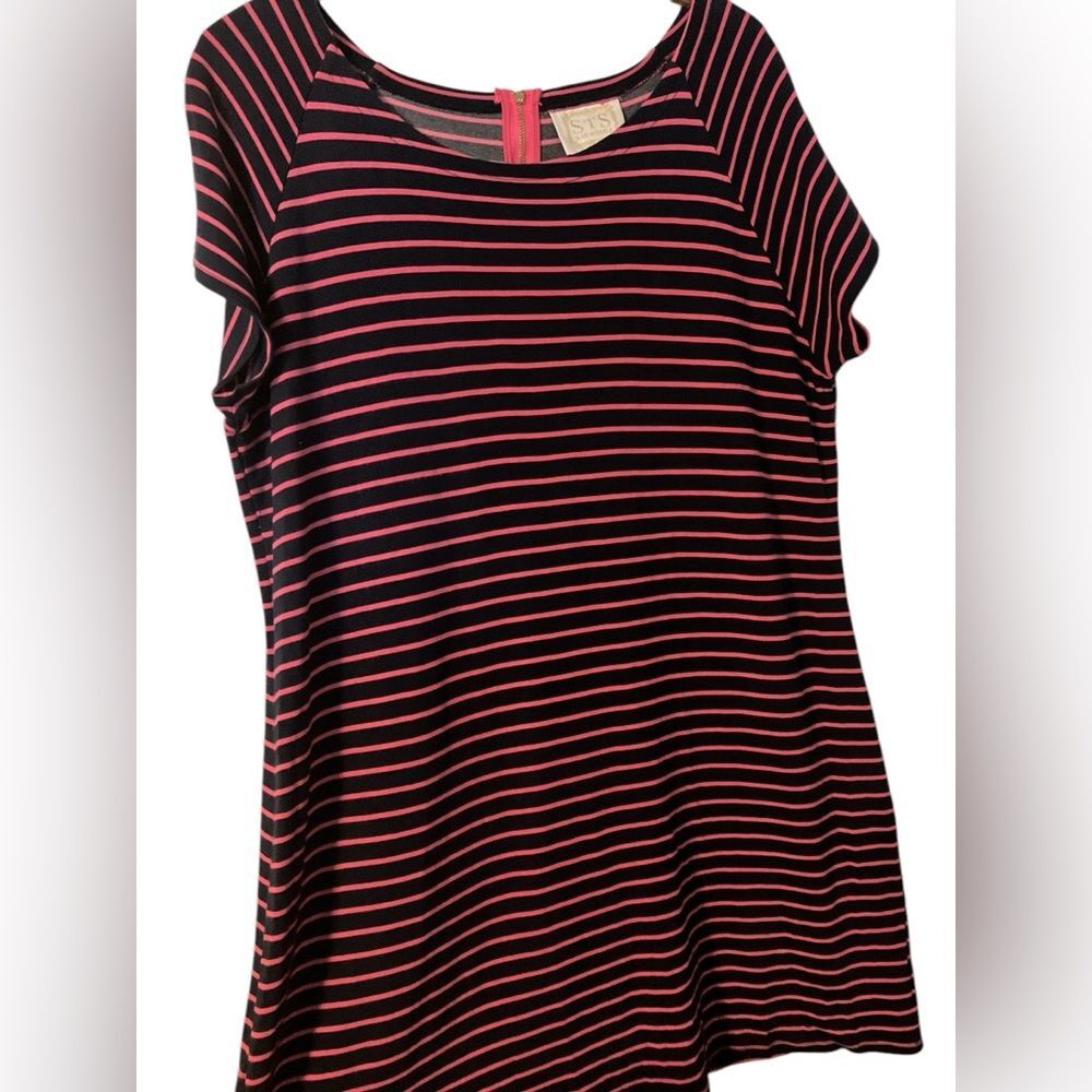 Sail to Sable STS Summer Dress Size XL Navy Pink Stripes Casual Picnic Vacation